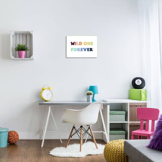Stupell Industries Wild One Forever Phrase Rainbow Typography Kids' Adventure Wall Plaque